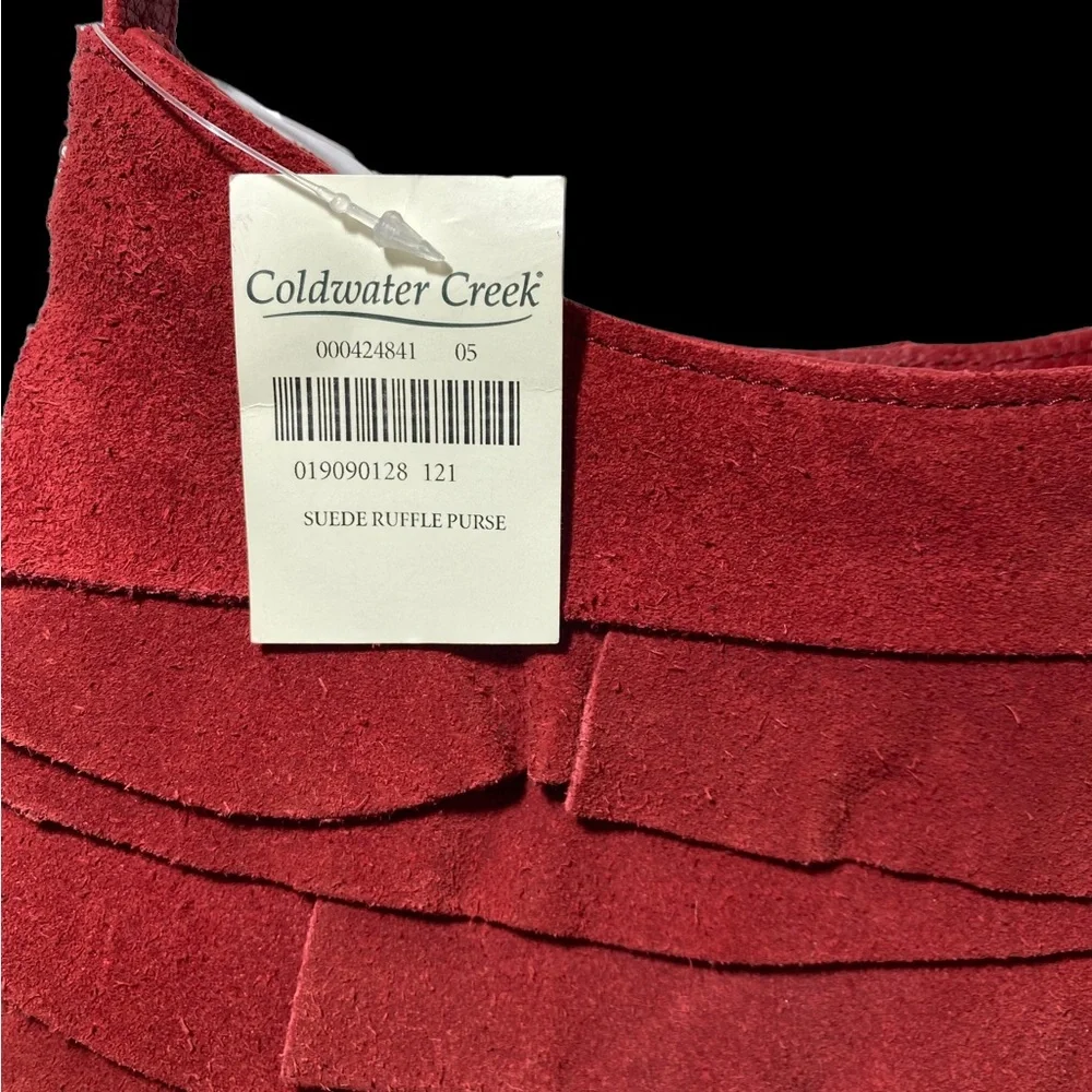 NWT Coldwater Creek RED Y2K‎ Suede Purse with Ruffles Shoulder Bag